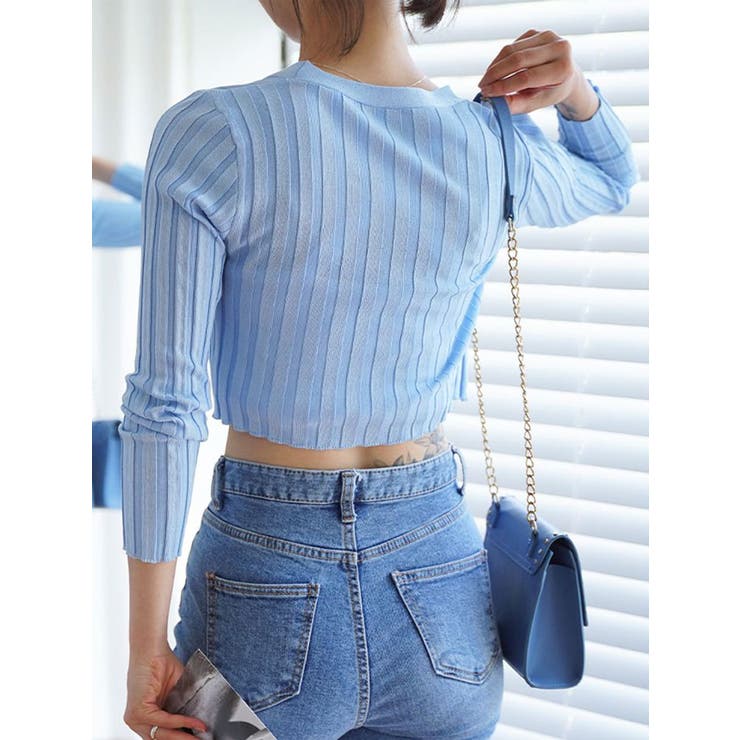 クロップドリブカーディガン長袖 Y2K 全5色 | VIVID LADY | 詳細画像4 