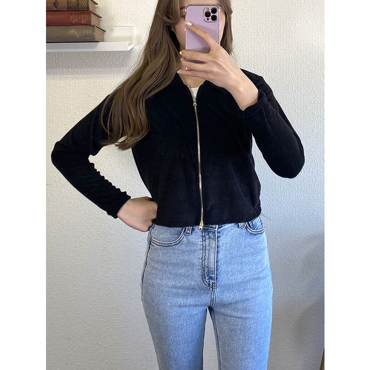 ブラック | 襟付きジップアップジャケット 全5色 レディース | VIVID LADY