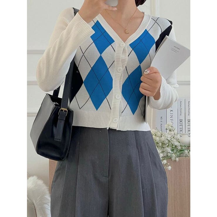 春アーガイル柄vネックカーディガン 全2色 レディース | VIVID LADY | 詳細画像13 