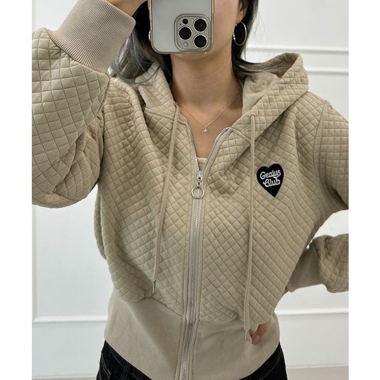 季節の変わり目に着用ぴったりのキルティングアウター ショート丈パーカー 秋 | VIVID LADY | 詳細画像2 