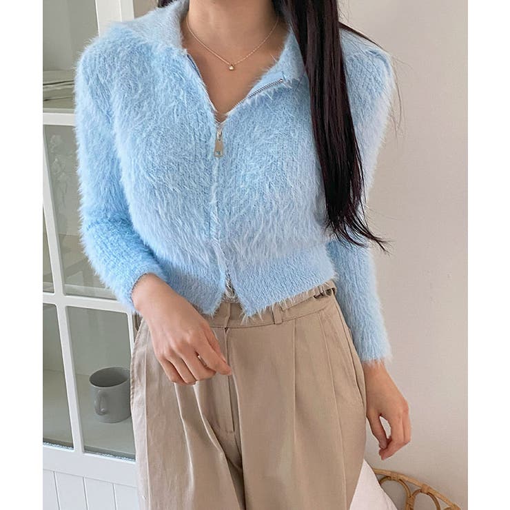 スカイブルー | シャギーニットトップス ニット トップス | VIVID LADY