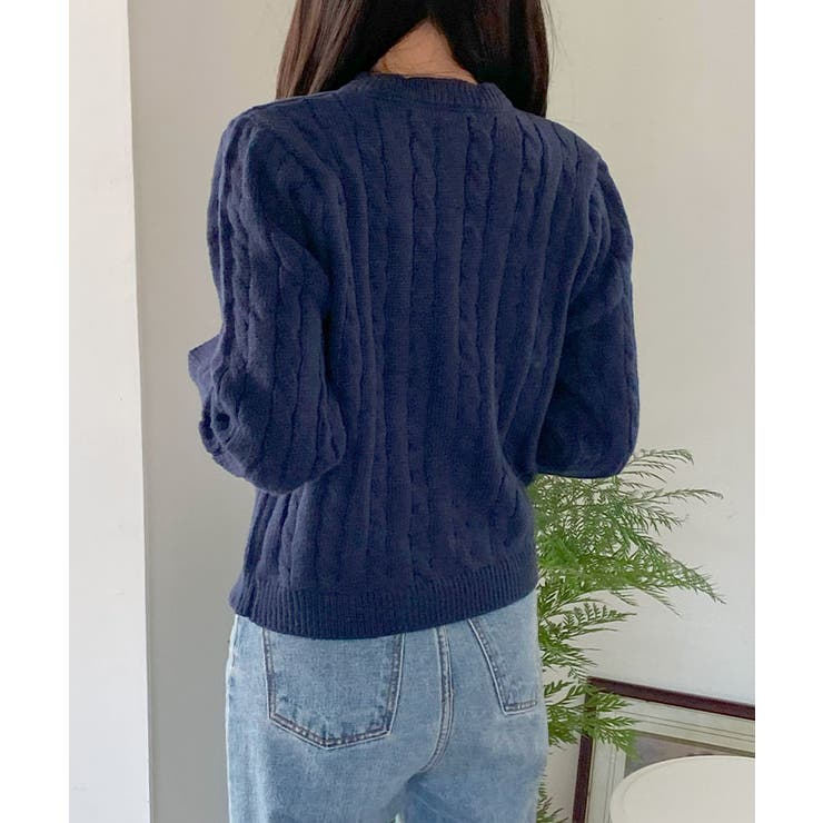 カーディガン ケーブルニットカーディガン 秋[品番：KH000014315