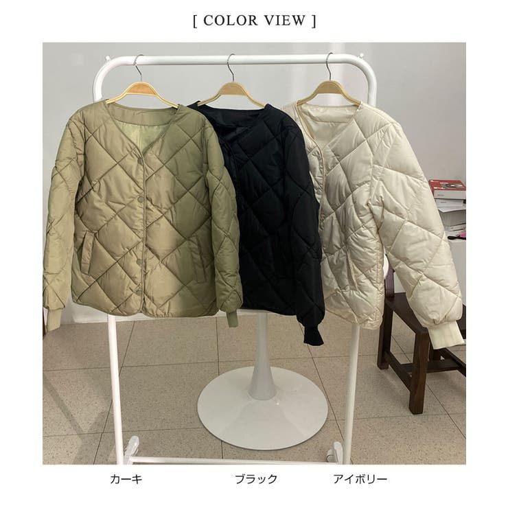 ゆとりのあるサイズのキルティングジャンパー レディース ノー