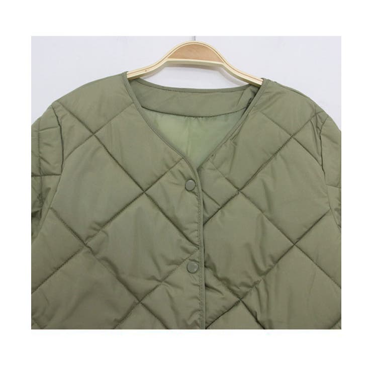 ゆとりのあるサイズのキルティングジャンパー レディース ノーカラーアウター | VIVID LADY | 詳細画像5 