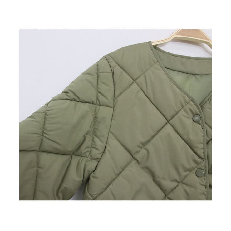 ゆとりのあるサイズのキルティングジャンパー レディース ノーカラーアウター | VIVID LADY | 詳細画像6 