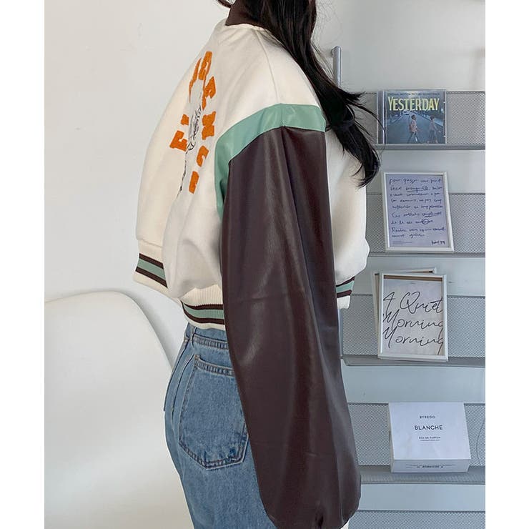 大きな刺しゅうロゴがポイントなクロップドジャケット レディース 長袖 | VIVID LADY | 詳細画像3 