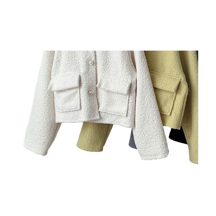 襟付きショート丈ボアファージャケット レディース かわいい