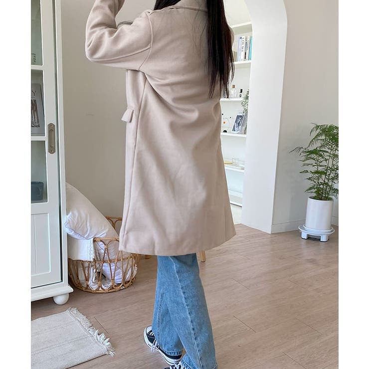 軽くて暖かいダブルロングコート レディース かわいい