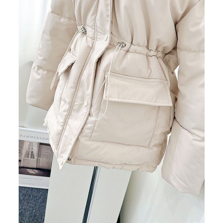 暖かいファー付きハーフコート ダウンコート レディース[品番