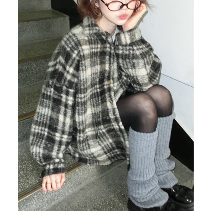 モコモコ チェック柄 シャツジャケット[品番：KH000015997]｜VIVID