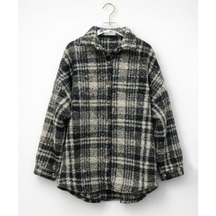 モコモコ チェック柄 シャツジャケット[品番：KH000015997]｜VIVID