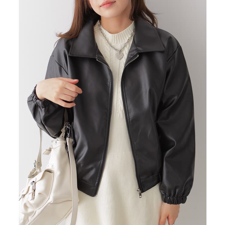 ジップアップ フェイクレザージャケット | VIVID LADY | 詳細画像1 