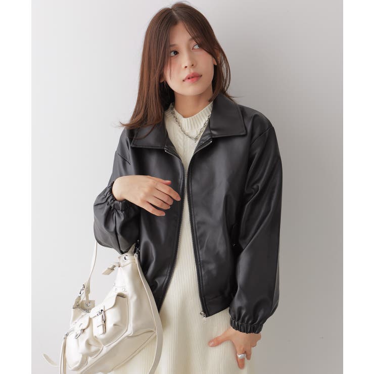 ジップアップ フェイクレザージャケット | VIVID LADY | 詳細画像2 