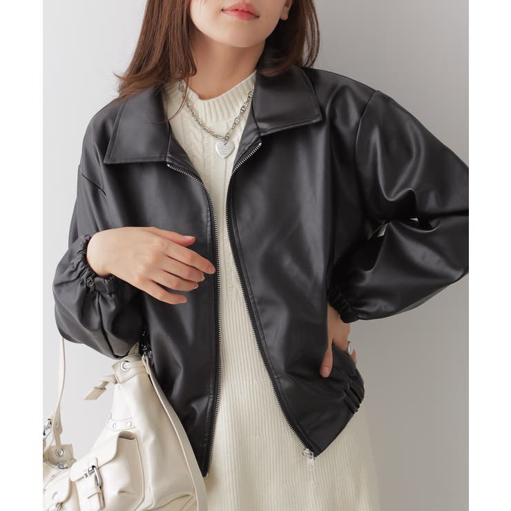 ジップアップ フェイクレザージャケット | VIVID LADY | 詳細画像3 