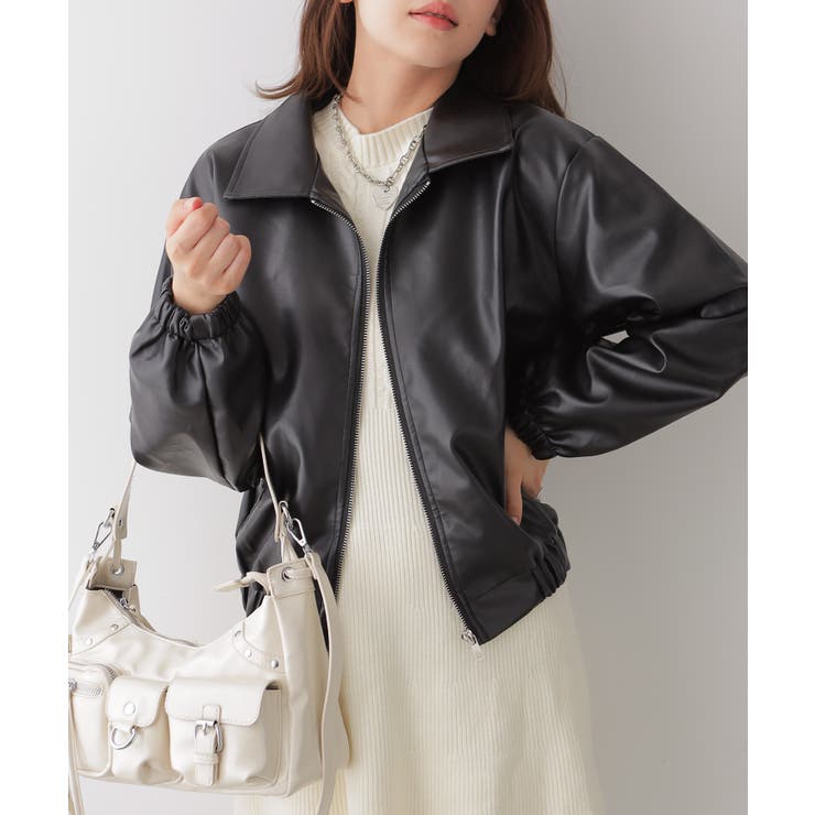 ジップアップ フェイクレザージャケット | VIVID LADY | 詳細画像4 