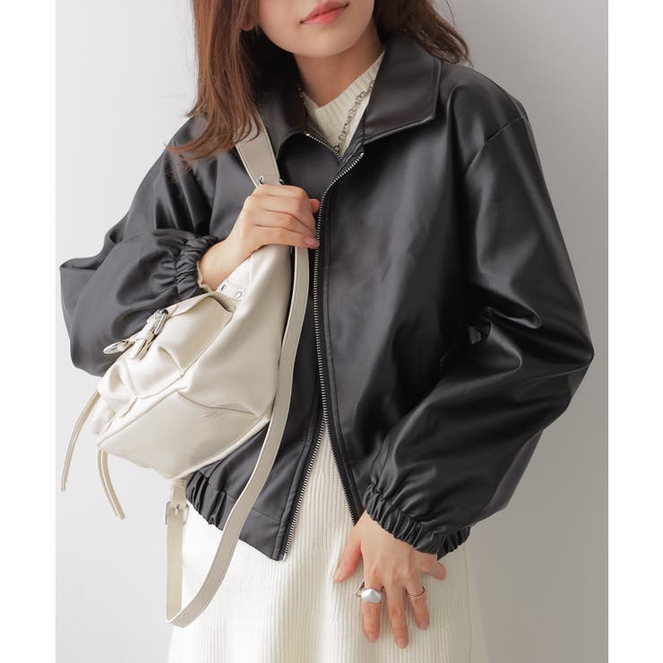 ジップアップ フェイクレザージャケット | VIVID LADY | 詳細画像8 