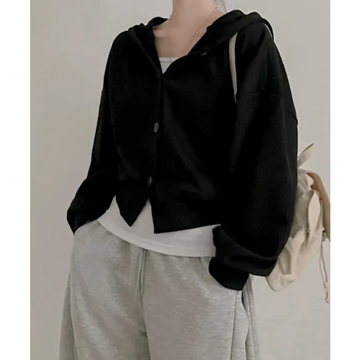 ボタン付きクロップド丈スウェットパーカー | VIVID LADY | 詳細画像8 