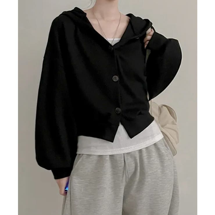 ボタン付きクロップド丈スウェットパーカー | VIVID LADY | 詳細画像1 
