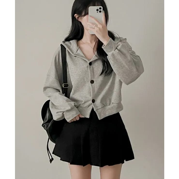 ボタン付きクロップド丈スウェットパーカー | VIVID LADY | 詳細画像15 