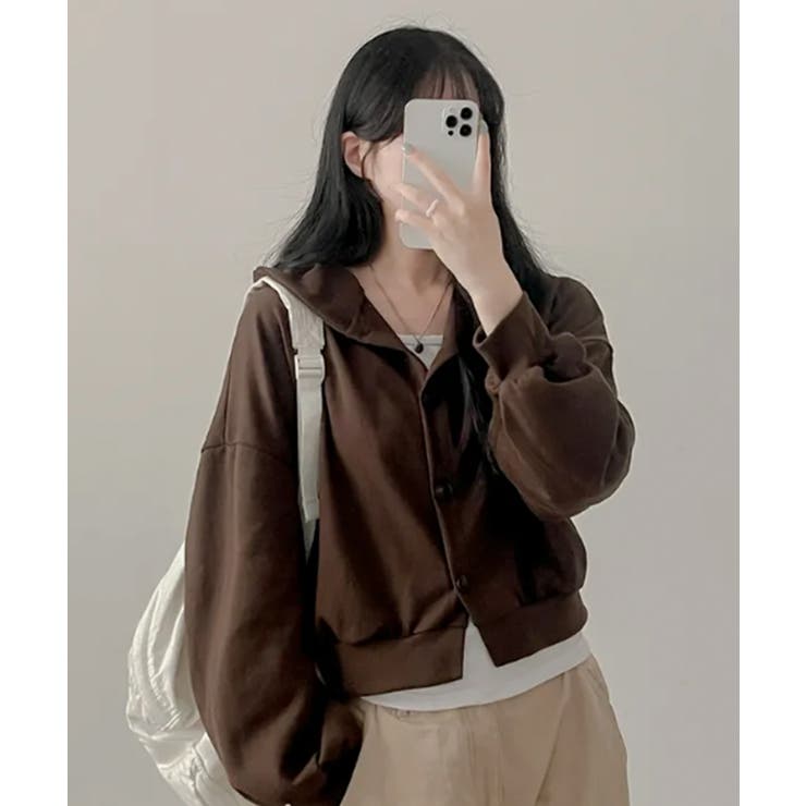 ボタン付きクロップド丈スウェットパーカー | VIVID LADY | 詳細画像21 