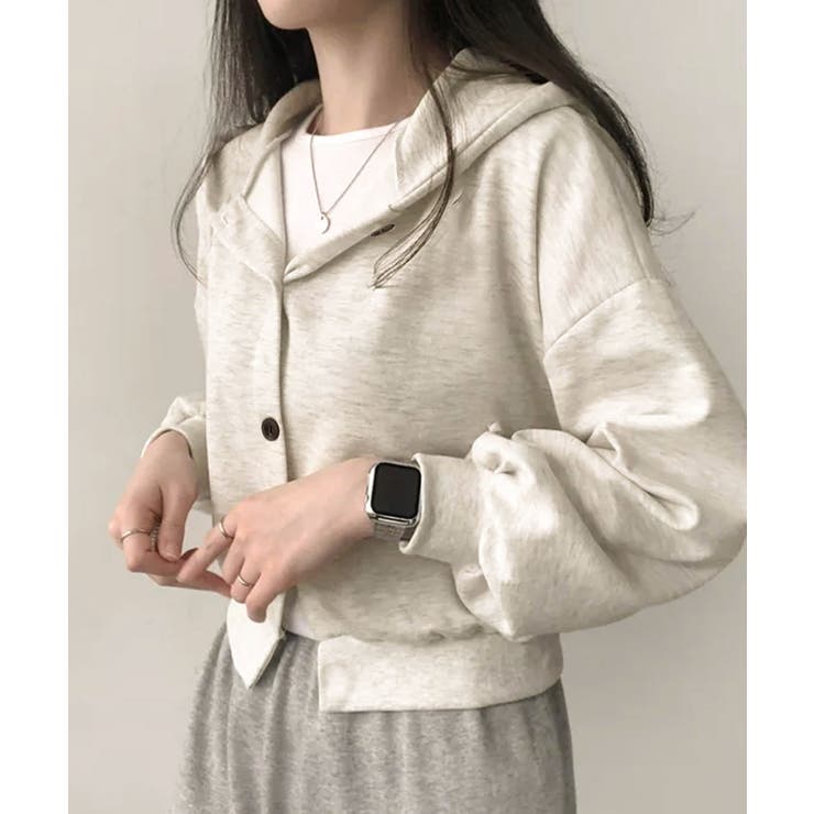 ボタン付きクロップド丈スウェットパーカー | VIVID LADY | 詳細画像30 