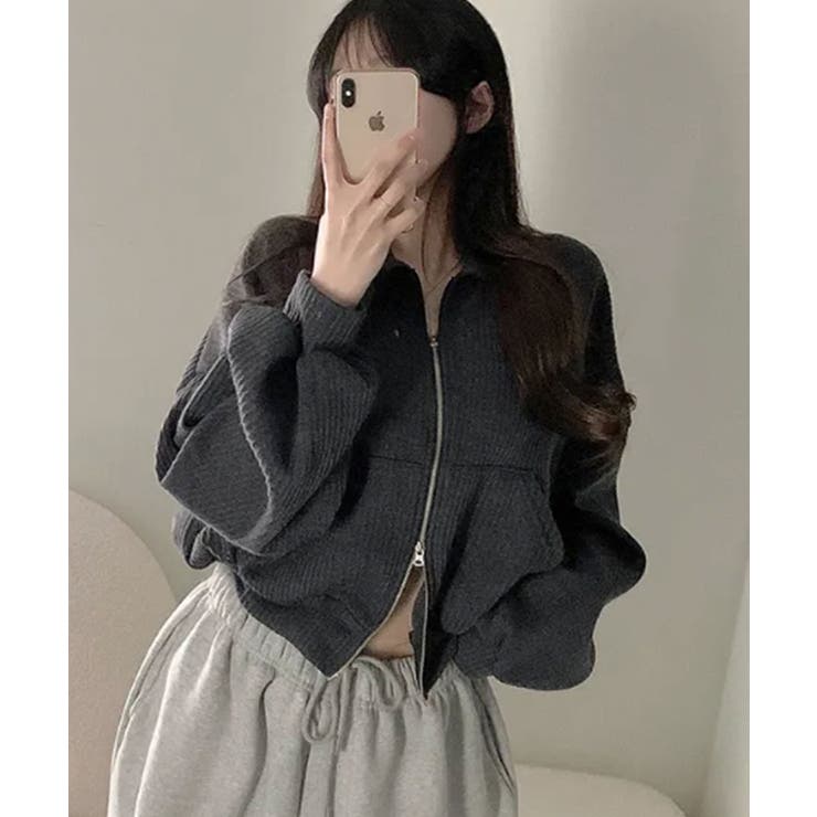 リブニット ダブルジップアップ ブルゾン[品番：KH000015711]｜VIVID