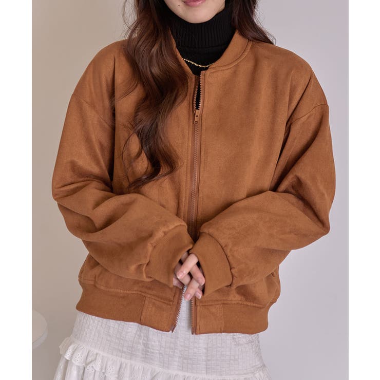 ブラウン | Wジップ スエード風ブルゾン | VIVID LADY