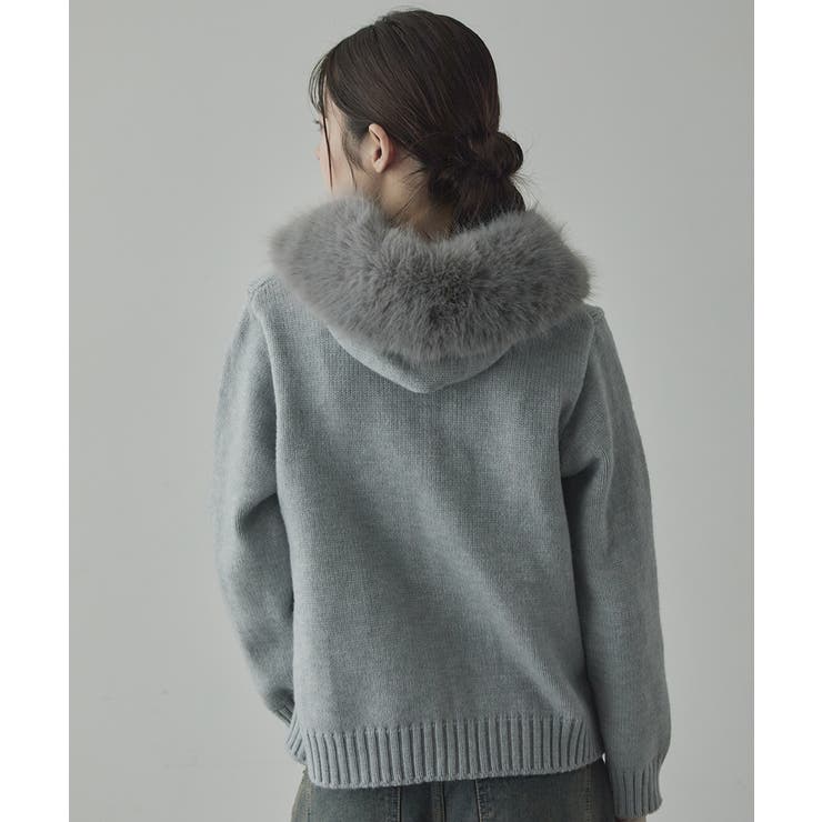 ファー付 ニットフードカーディガン | VIVID LADY | 詳細画像5 