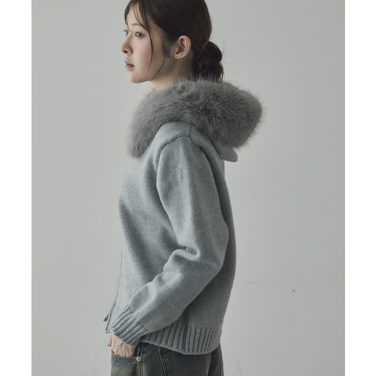 STONE  「美品」フード付きカーディガン ファー付 ニットフードカーディガン[品番：KH000015768]｜VIVID LADY