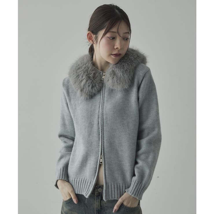 美品HERNO ファー付きニットカーディガン HERNO / ニットスリーブ ファーブルゾン｜ESTNATION ONLINE STORE
