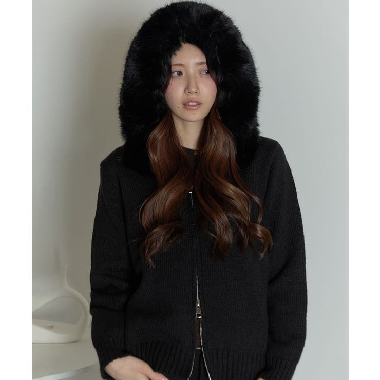 ファー付 ニットフードカーディガン | VIVID LADY | 詳細画像17 