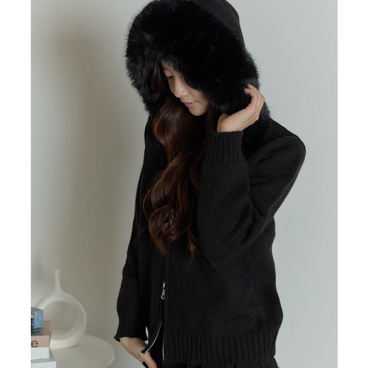ファー付 ニットフードカーディガン | VIVID LADY | 詳細画像25 