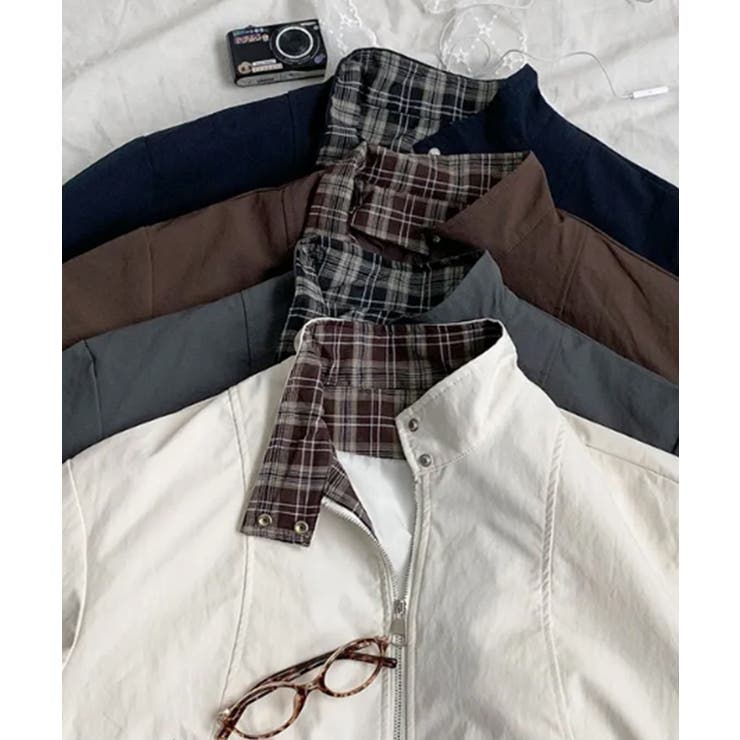 チェック柄ライナー付き ショート丈ブルゾン | VIVID LADY | 詳細画像25 