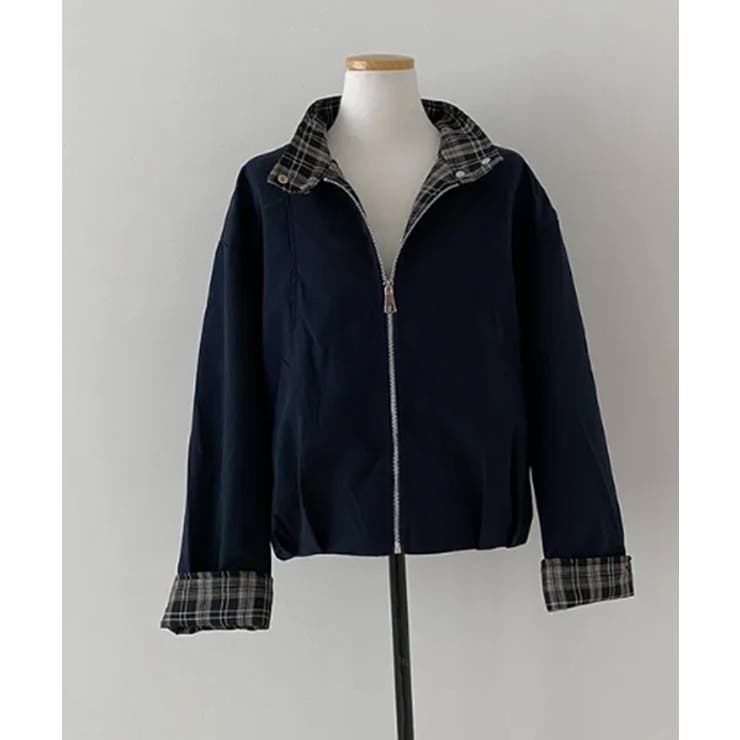 チェック柄ライナー付き ショート丈ブルゾン | VIVID LADY | 詳細画像22 