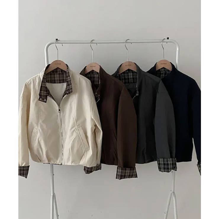 チェック柄ライナー付き ショート丈ブルゾン | VIVID LADY | 詳細画像21 