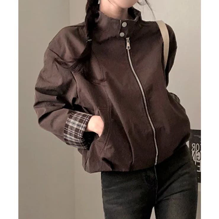 チェック柄ライナー付き ショート丈ブルゾン | VIVID LADY | 詳細画像15 