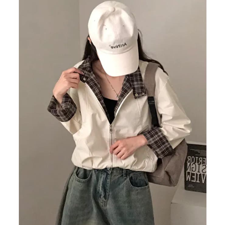 チェック柄ライナー付き ショート丈ブルゾン | VIVID LADY | 詳細画像7 
