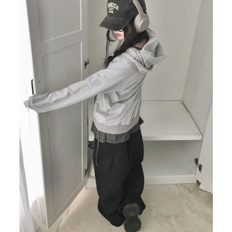 ボーダー柄 フード付きダブルジップパーカー | VIVID LADY | 詳細画像10 