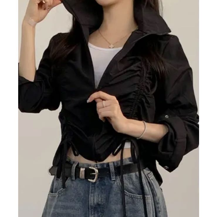 ダブルシャーリング スタンドネック ショート丈ブルゾン | VIVID LADY | 詳細画像15 