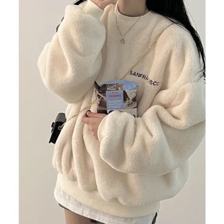 アイボリー | ふわもこボア オーバーサイズトレーナー | VIVID LADY