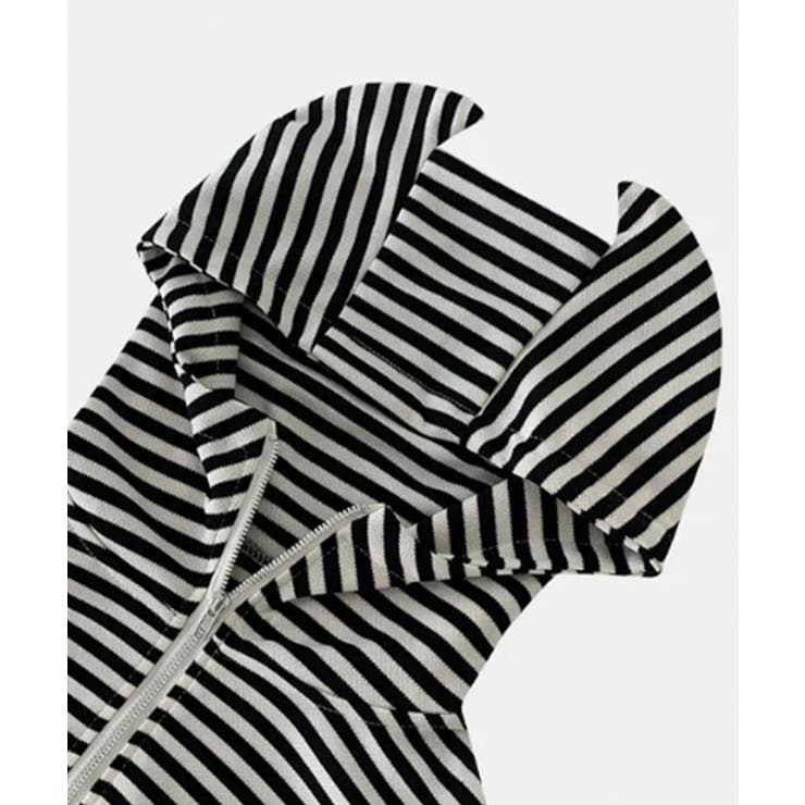 耳付きフード ボーダー ダブルジップショートパーカー | VIVID LADY | 詳細画像20 