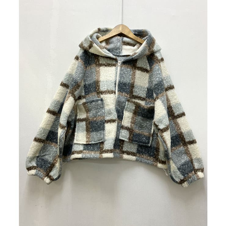 チェック柄 もこもこボア フーディーブルゾン | VIVID LADY | 詳細画像22 