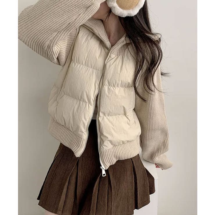 ニットスリーブ ドッキング ハイブリッド中綿ブルゾン | VIVID LADY | 詳細画像4 