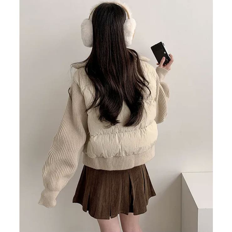 ニットスリーブ ドッキング ハイブリッド中綿ブルゾン | VIVID LADY | 詳細画像8 