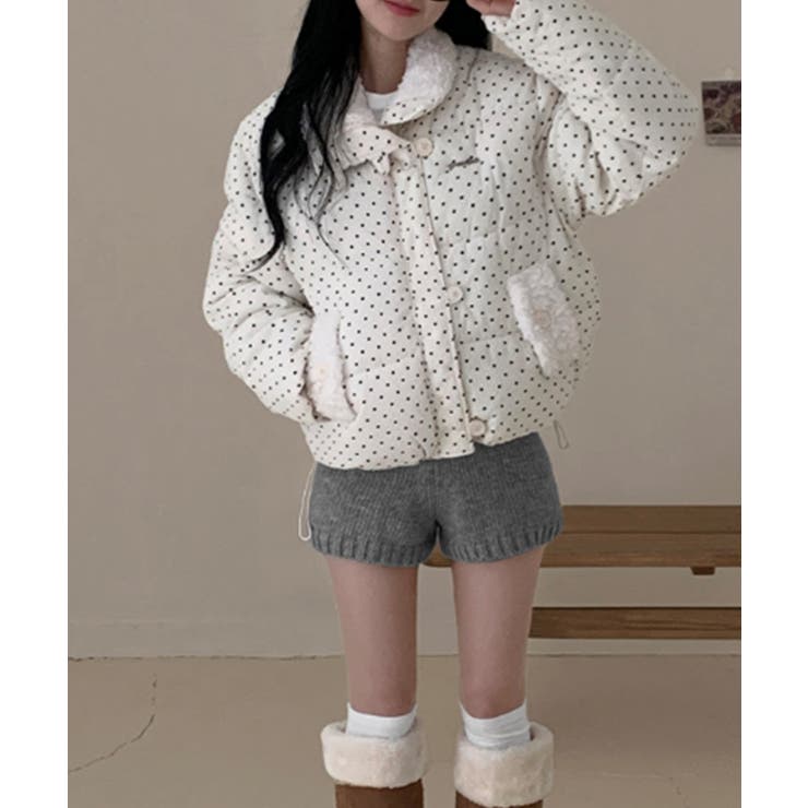 ドット柄 ボアポケット ショートダウンジャケット | VIVID LADY | 詳細画像2 