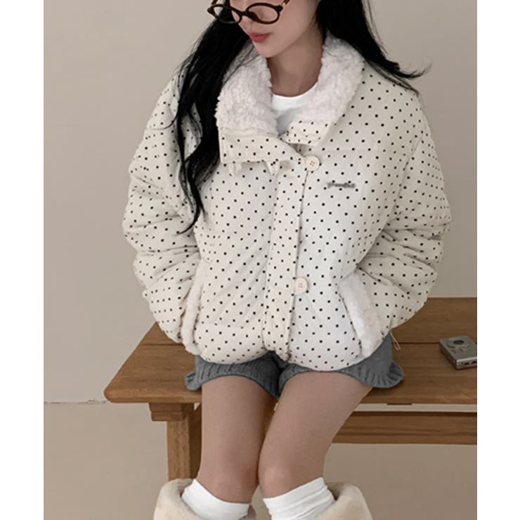 ドット柄 ボアポケット ショートダウンジャケット | VIVID LADY | 詳細画像5 