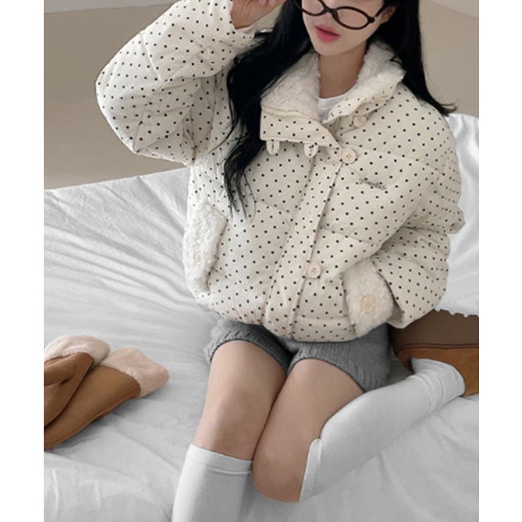 ドット柄 ボアポケット ショートダウンジャケット | VIVID LADY | 詳細画像6 