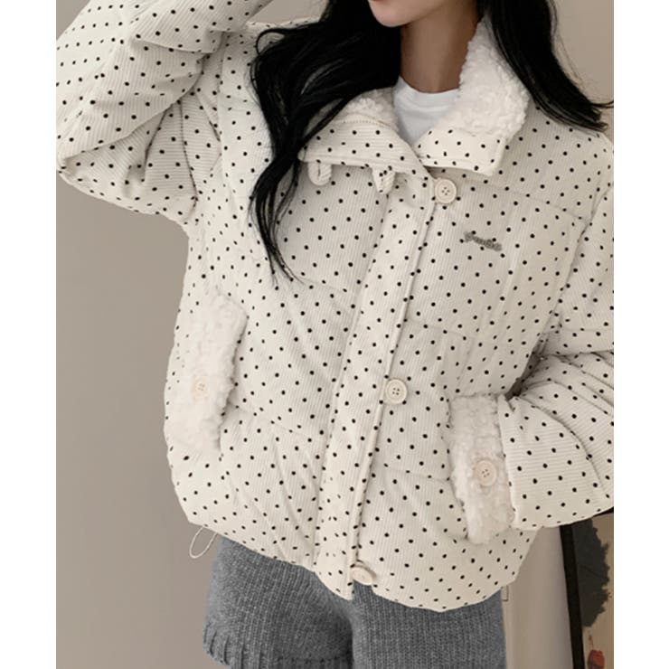 ドット柄 ボアポケット ショートダウンジャケット | VIVID LADY | 詳細画像7 