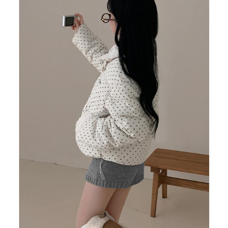 ドット柄 ボアポケット ショートダウンジャケット | VIVID LADY | 詳細画像9 