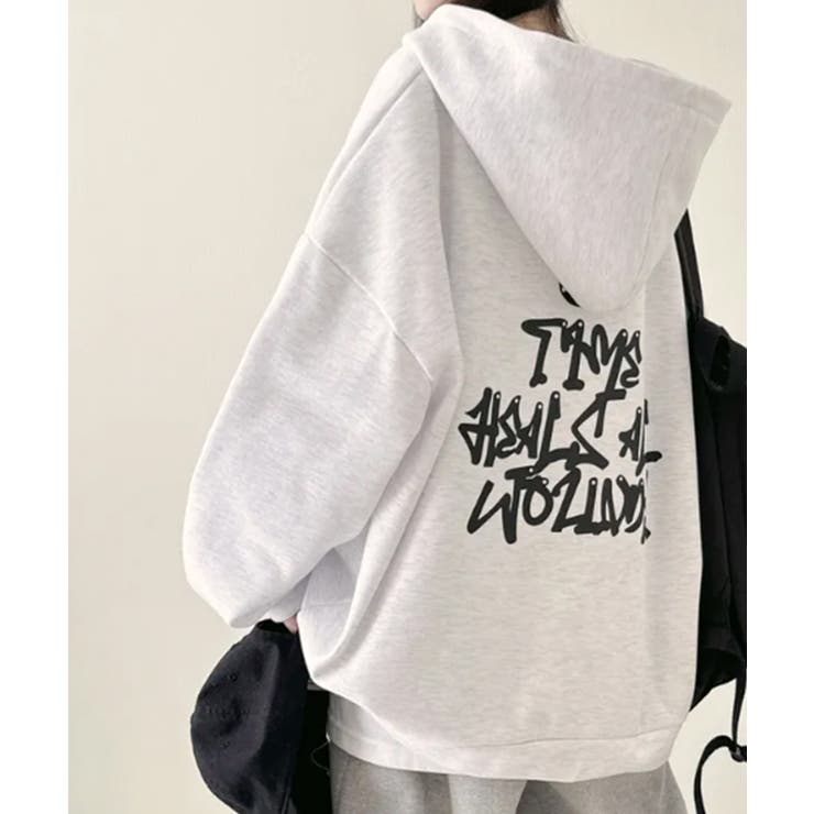 【裏起毛】ルーズフィット バックグラフィック ジップアップパーカー | VIVID LADY | 詳細画像1 